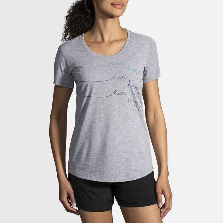 Brooks Distance Graphic Womens Running Tank Top Ireland Grey (YURA-45019)